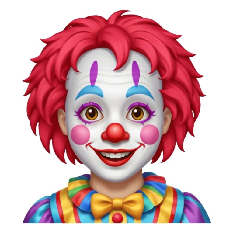Clown – Bright makeup, red nose, colorful wig, exaggerated smile, full body sticker