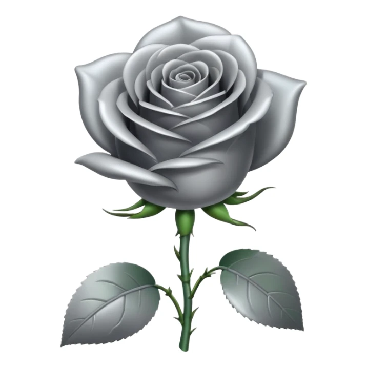 gray metal chrome rose, without green leaves, just flower sticker