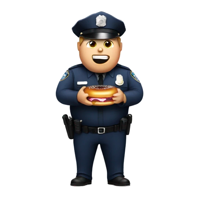 Fat police officer eating a donut sticker