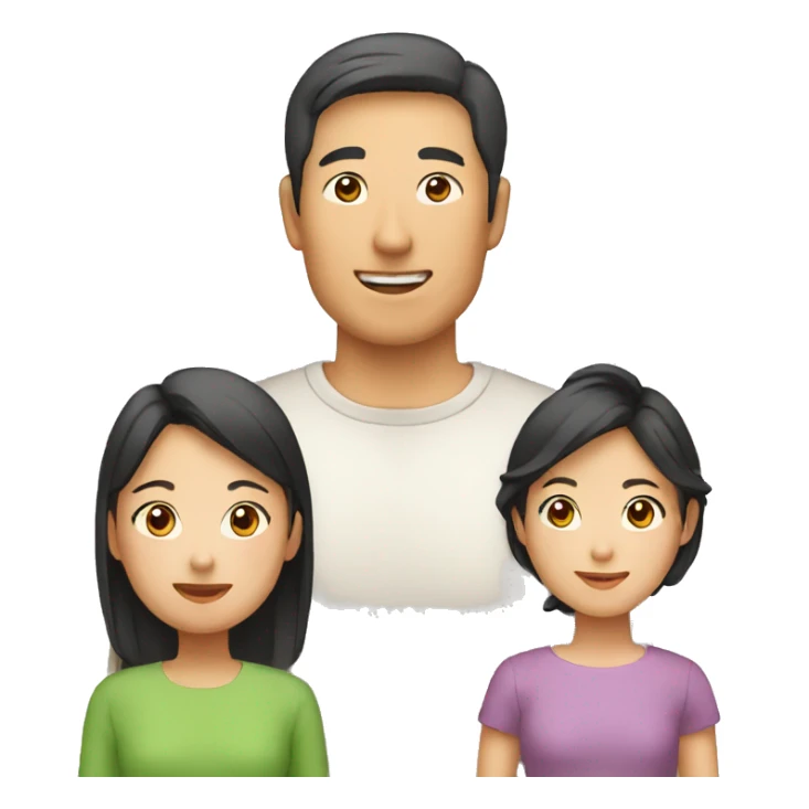asian dad and european mom, 1 son and 1 daughter, sticker