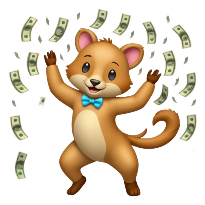 animal dancing to money raining sticker