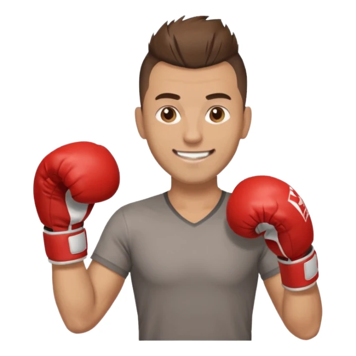 Rapaz de 39 anos ,cabelo castanho médio ,olhos castanho claro , cabelo corte moecano disfarçado , com uma luva de box na mão sticker