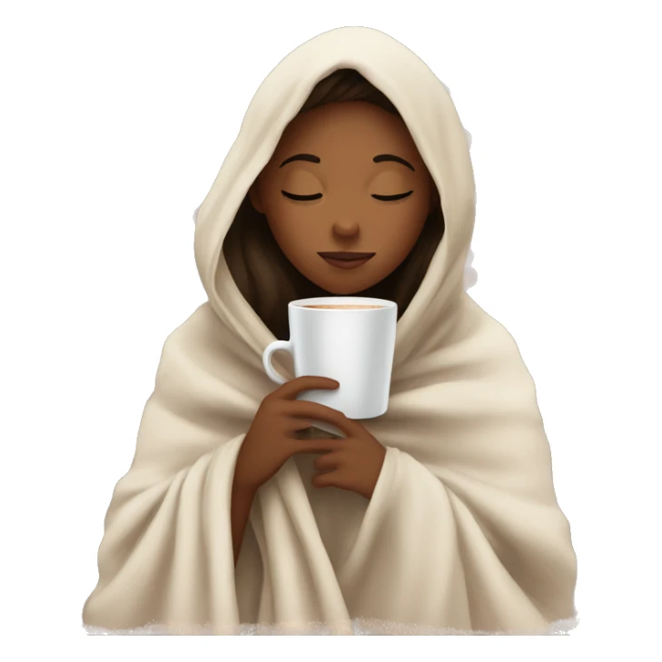 girl inside a blanket sipping coffee eyes closed sticker