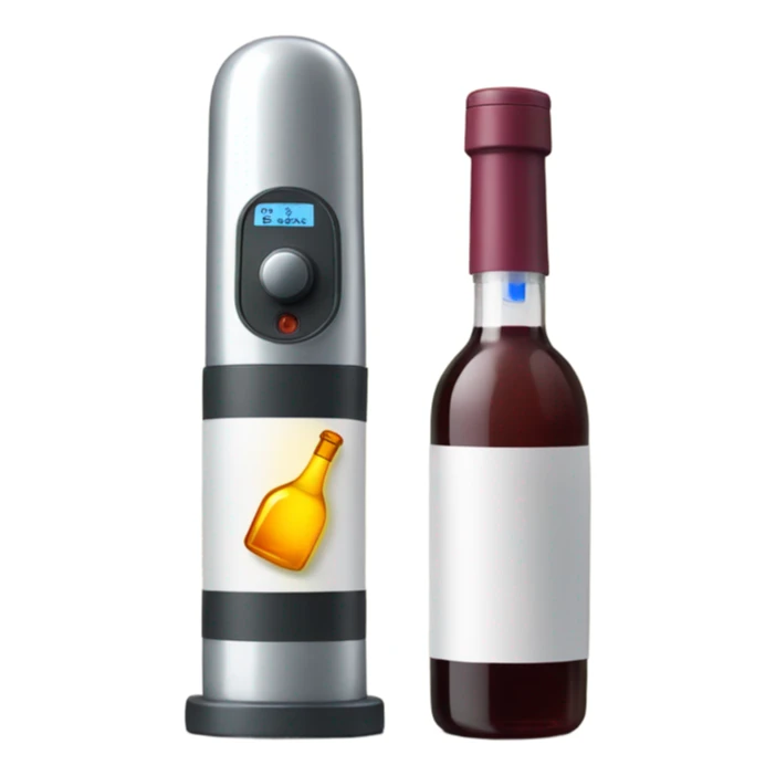 A bottle of wine taking the alcohol test sticker
