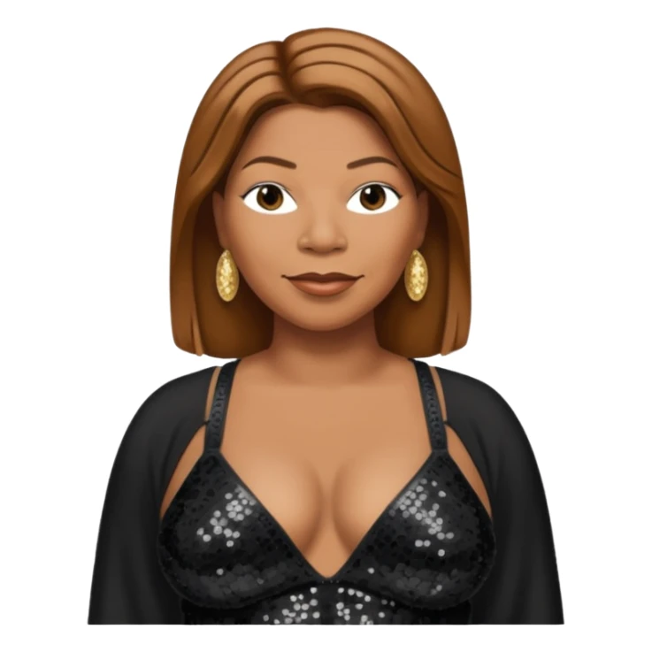 Queen Latifah with light brown hair, black sequin bra, black sequin baggy pants sticker