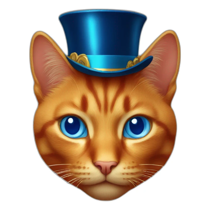 blood red cat with gold top hat and blue eyes sticker