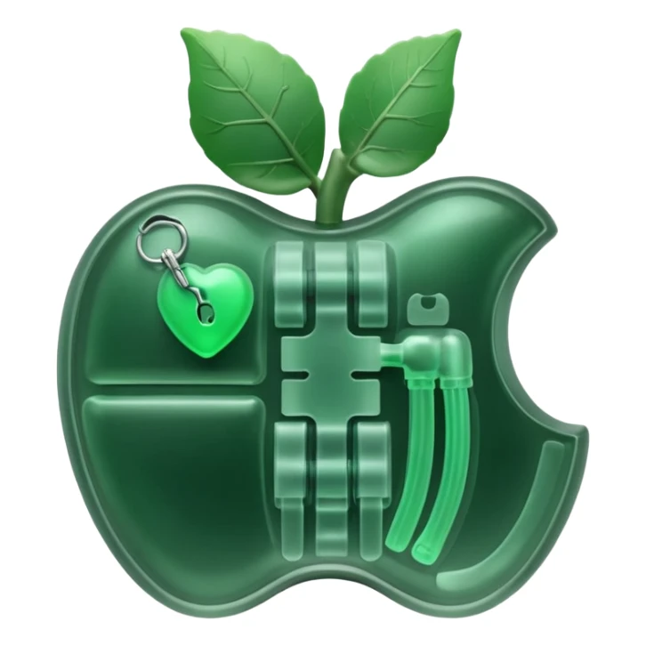 3D render of Swallowed Keys, X-Ray imaging aesthetic, translucent materials showing internal structure, stomach shape in greenish night-vision style with keys inside, medical scan style, Apple emoji style, isolated on white background --v 6.0. sticker