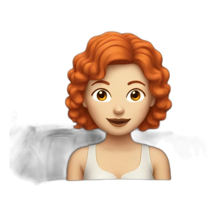 woman with red hair in a cream convertible car sticker