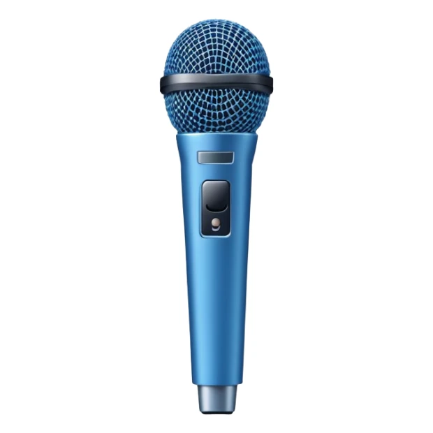 A blue front microphone with no details or buttons. Minimalist design, focusing on the simple, clean shape of the microphoneils sticker