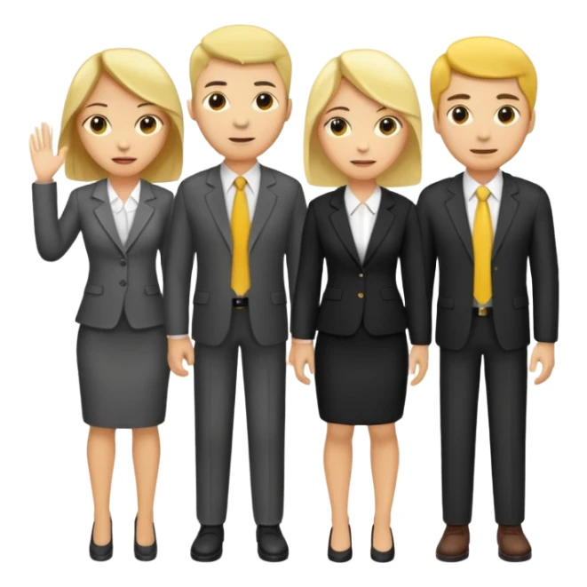4 people, two man and two women,yellow skin office style sticker