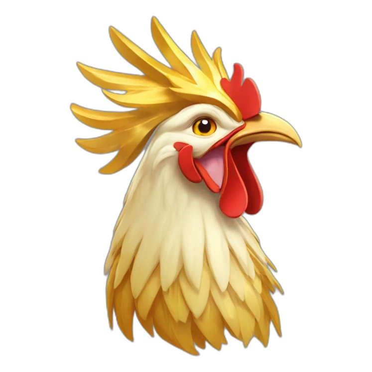 proud and howling golden phoenix rooster with a golden crown on its head sticker