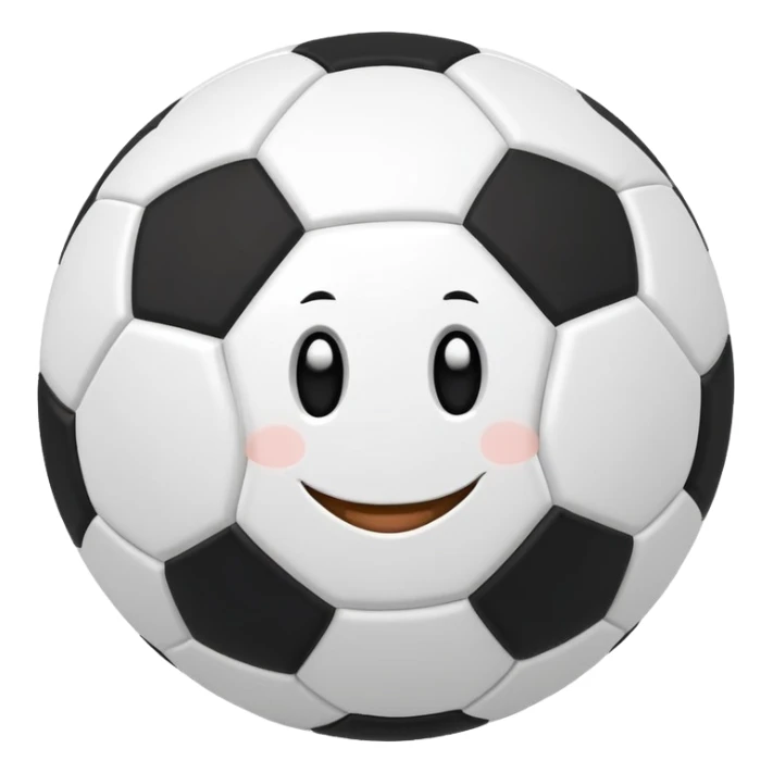 A soccer ball with a cute smiling face sticker