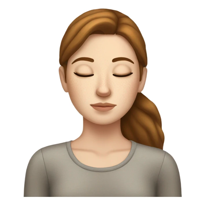 White girl with frekles Brown hair straight  sleeping peacfully  sticker