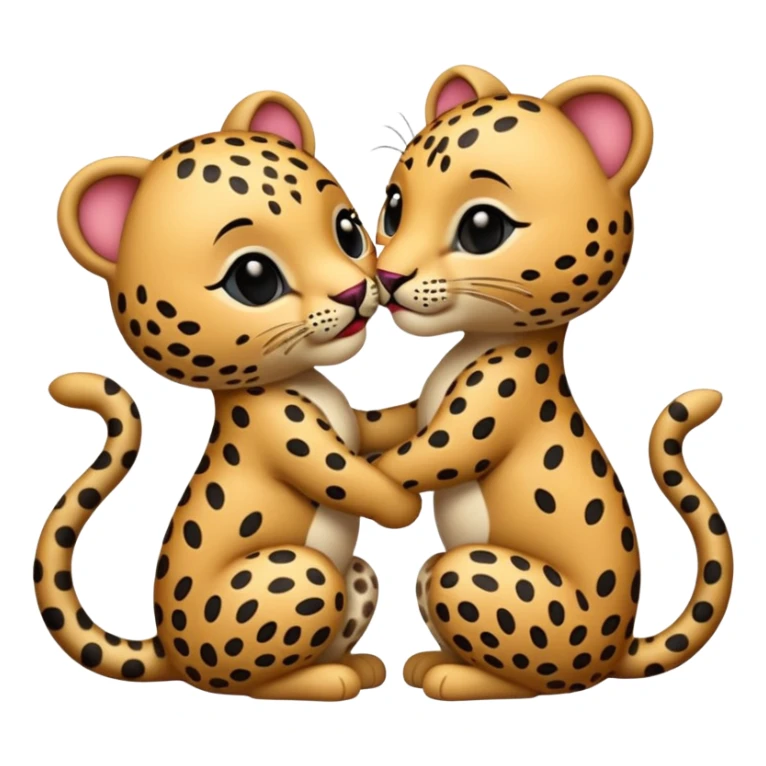leopard kiss, two leopards kissing, emoji style, cute sticker