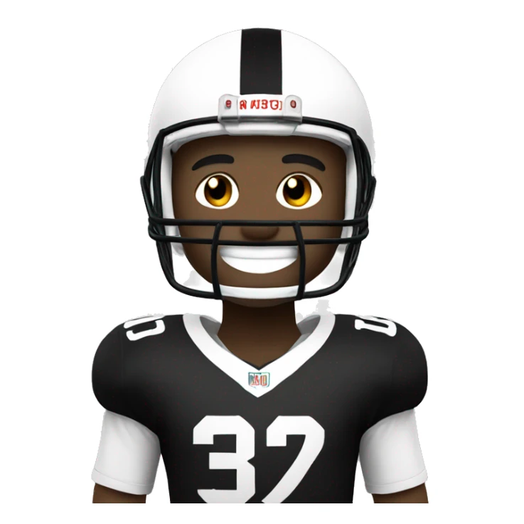 smiling football player in black and white jersey sticker