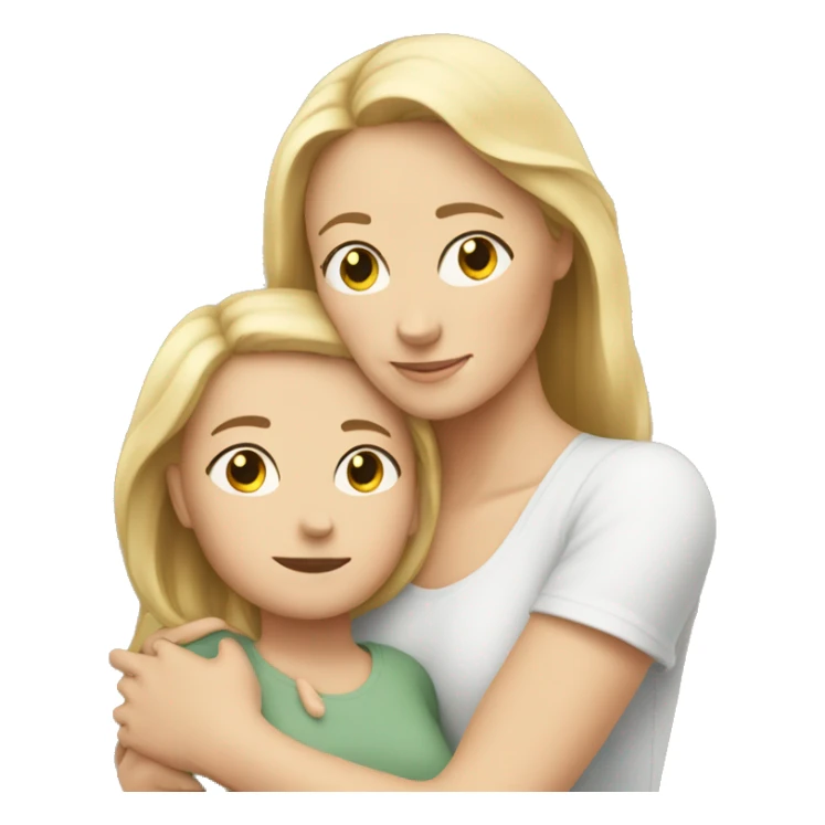 White Mom holding white daughter and hugging sticker