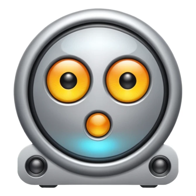 a speaker with eyes and buttons sticker