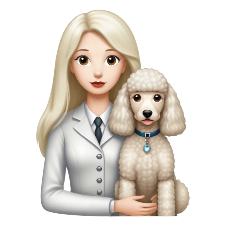 White Standard Poodle and Straight long hair Women sticker