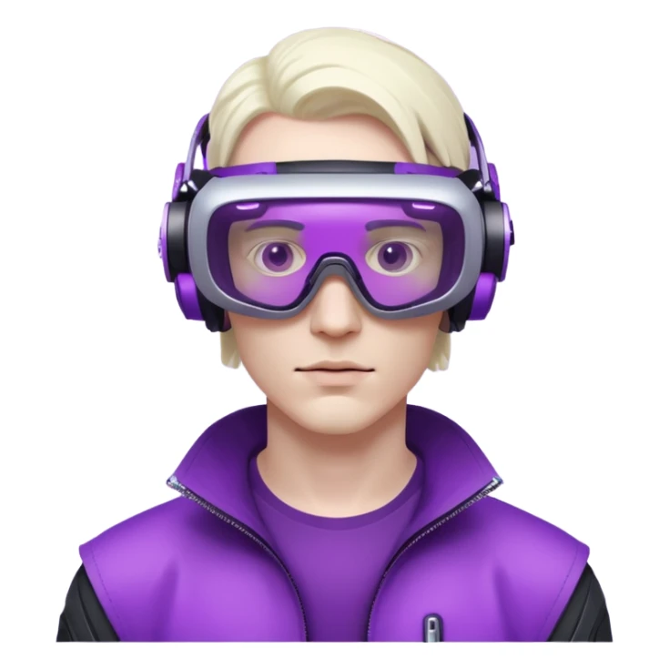 Cyberpunk man fappy head 3d puruple cyber VR -glasses only head sticker