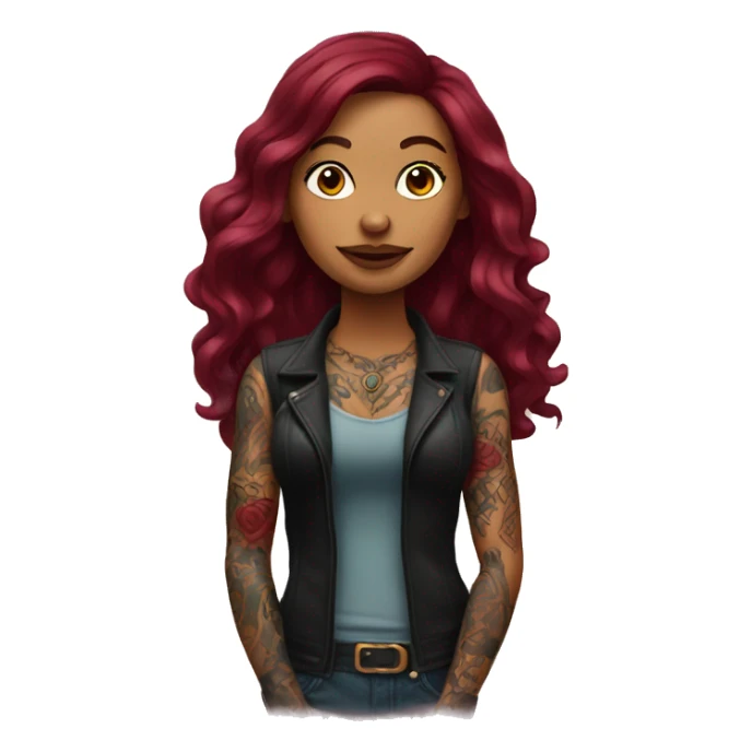 Tattooed woman with long burgundy hair sticker