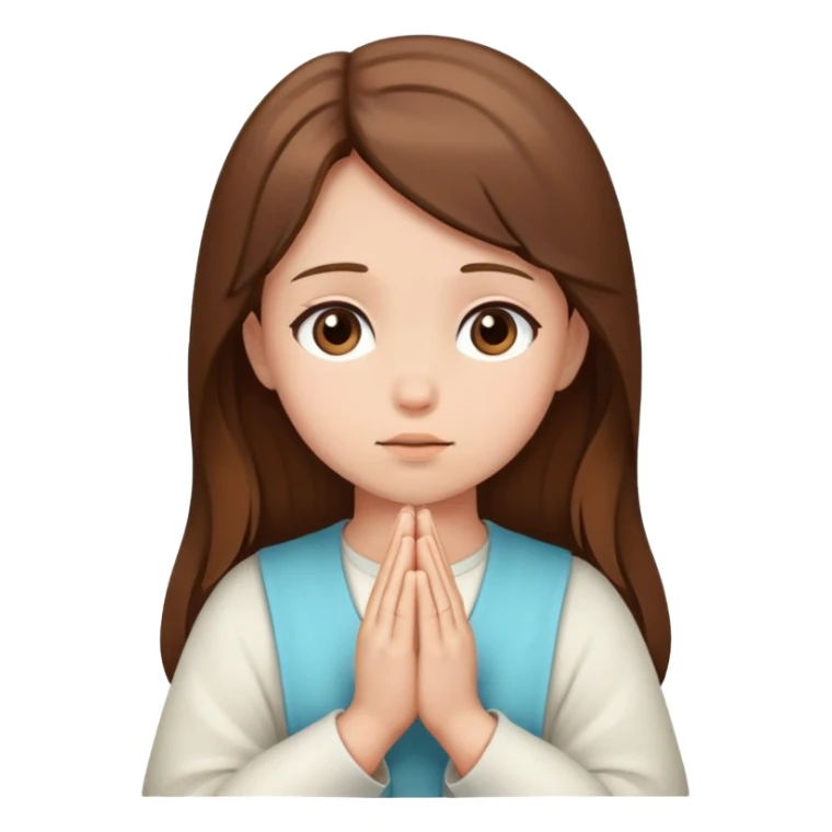 Girl brown hair praying sticker
