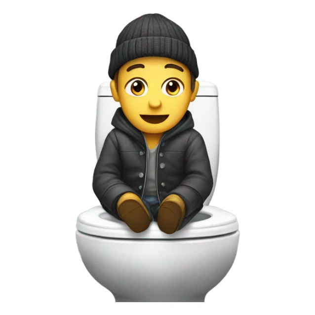 dude with beanie and coat sitting on toilet sticker