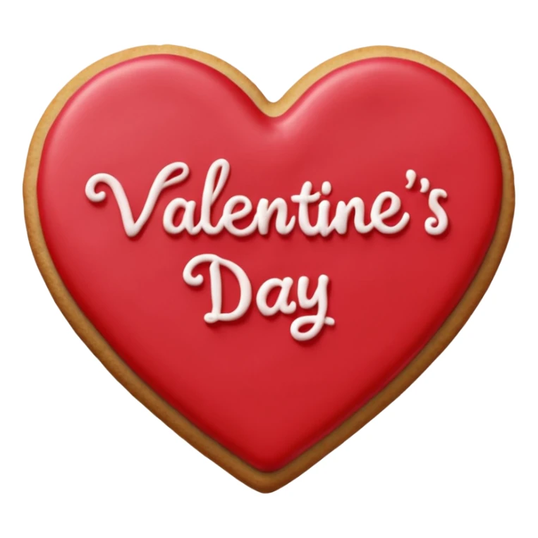 Heart-shaped cookie with smooth red icing, write 'Valentine's day' on top of the red icing in white icing sticker