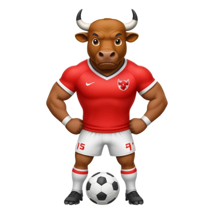 Create emojis of a bull that are related to soccer sticker