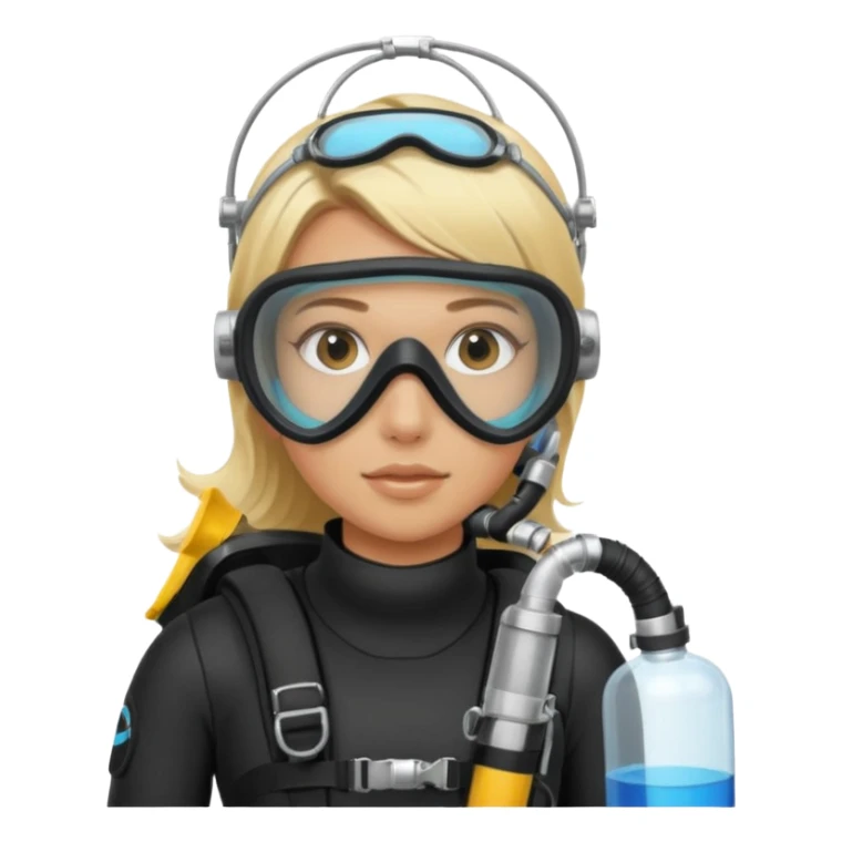 scuba diving girl blonde with oxygen tank sticker