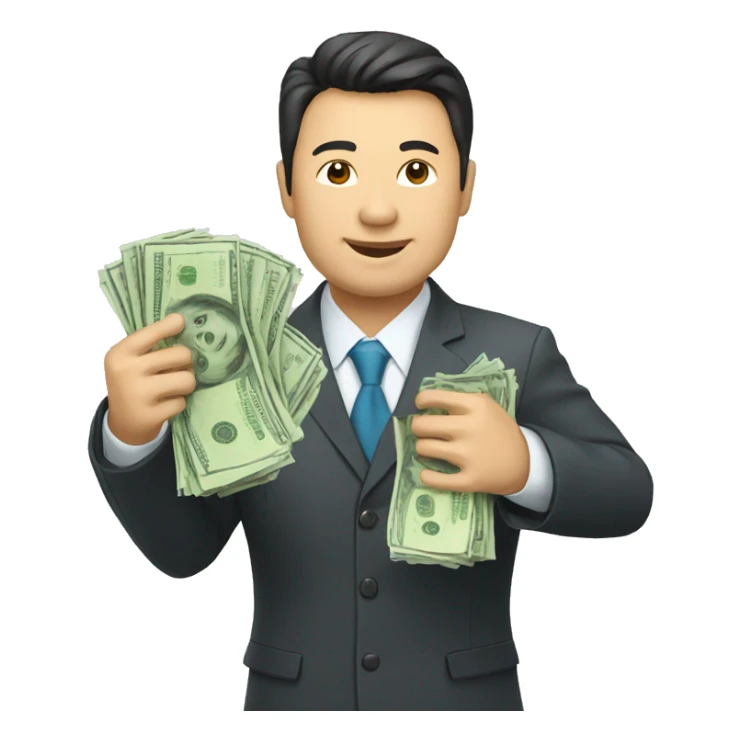 kazakh businessman with money in hands sticker