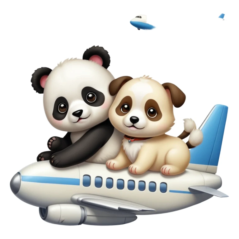 Panda and cream coloured puppy dog on plane sticker