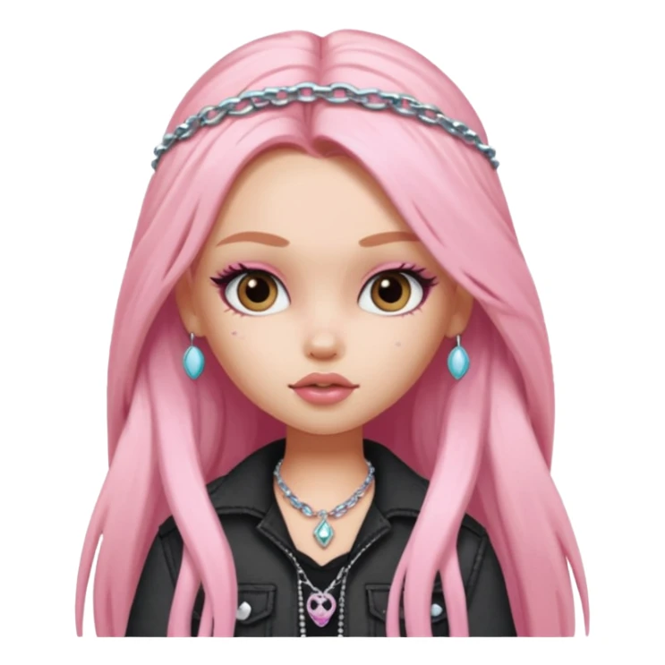 grunge aesthetic, pretty bratz, accessoires, light pink long hair sticker