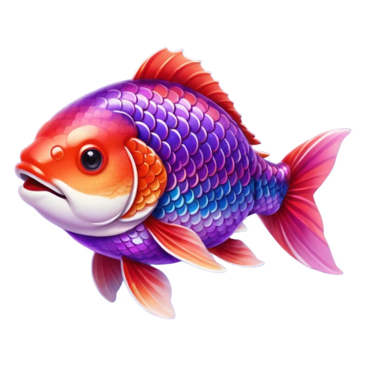 color gradient between red and purple glitter cute happy carp sticker
