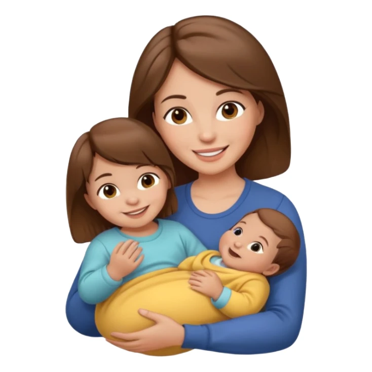 Mother holding infant brown hair fair skin sticker