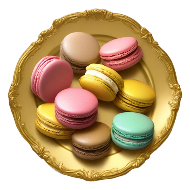 vintage rococo macarons on golden plate sticker