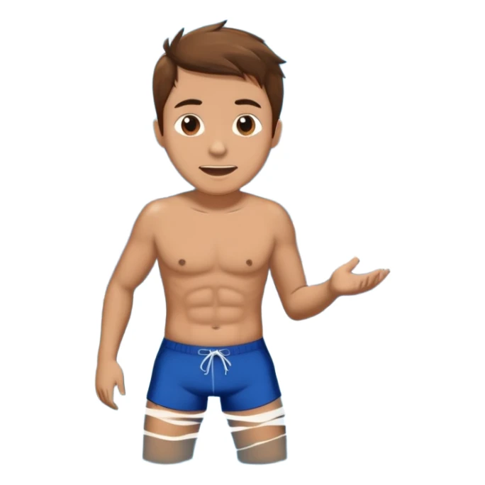 Man with brown hair swimming with hungry mad sharks sticker