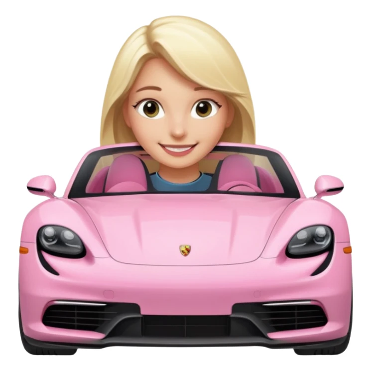 pink Porsche taycan with blonde girl sticker