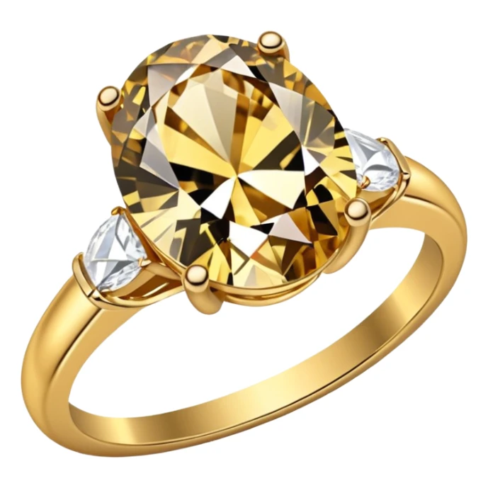 a luxurious gold diamond ring, plain band and large oval diamond stone sticker