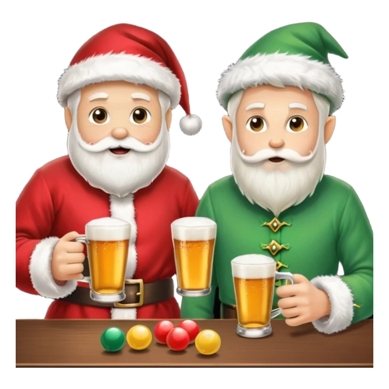 Santa and elf  playing beer pong at party sticker