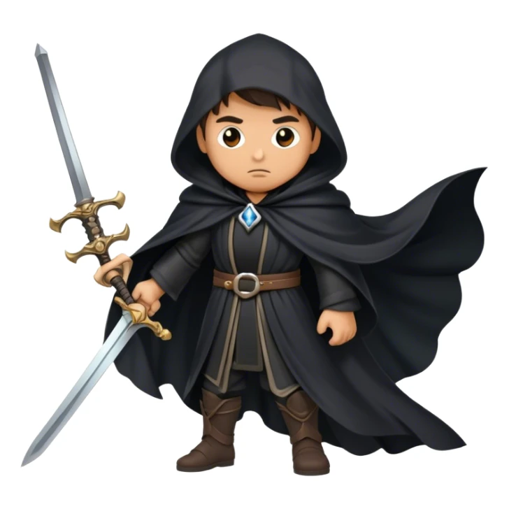 A lone swordsman in a flowing black cloak,  sticker