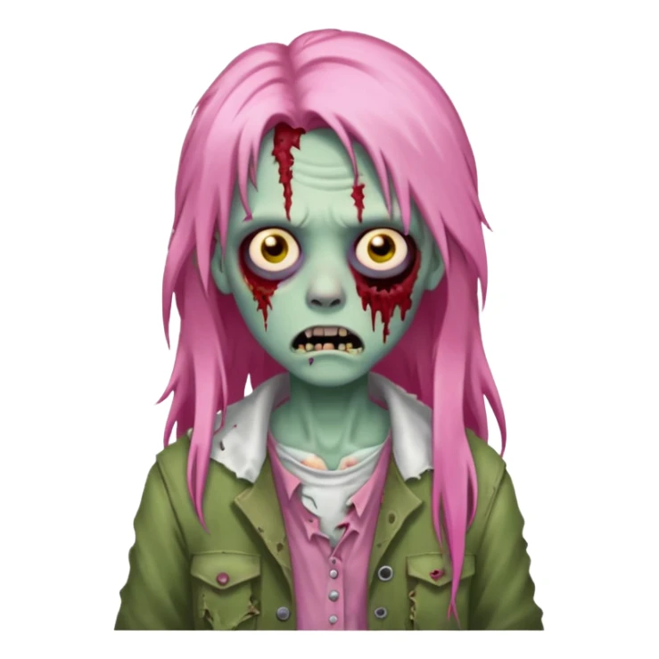 zoombie pink long hair sticker