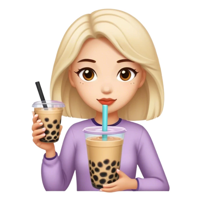Girl with boba tea  sticker
