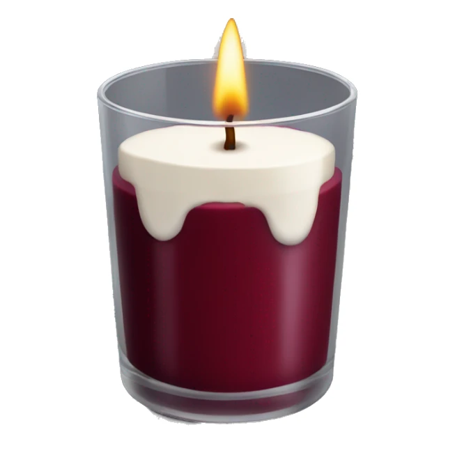 Dark red velvet candle in a glass sticker