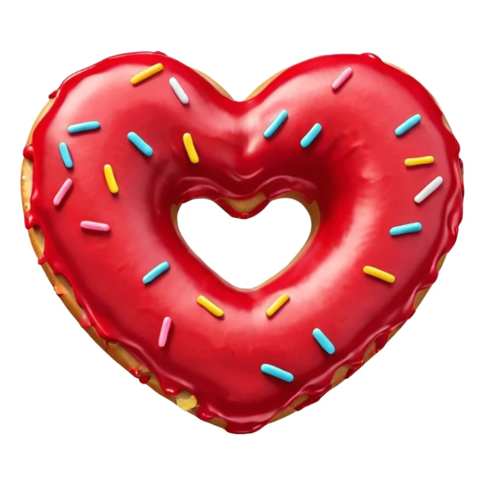 Realistic isolated heart shaped donut with red frosting. sticker