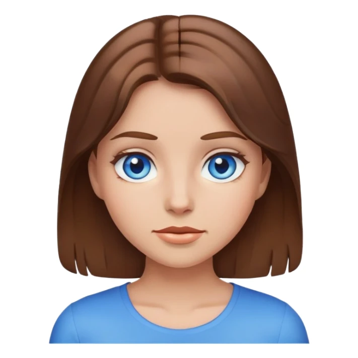 emoji brown hair blue eyes girl sticker