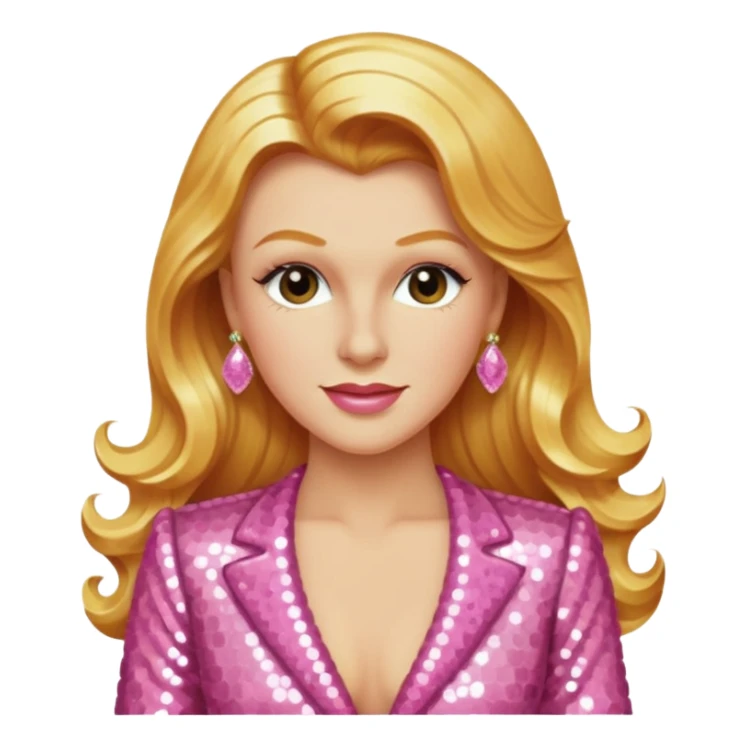 Ginger Rogers with long golden blonde hair, pink sequin outfit  sticker