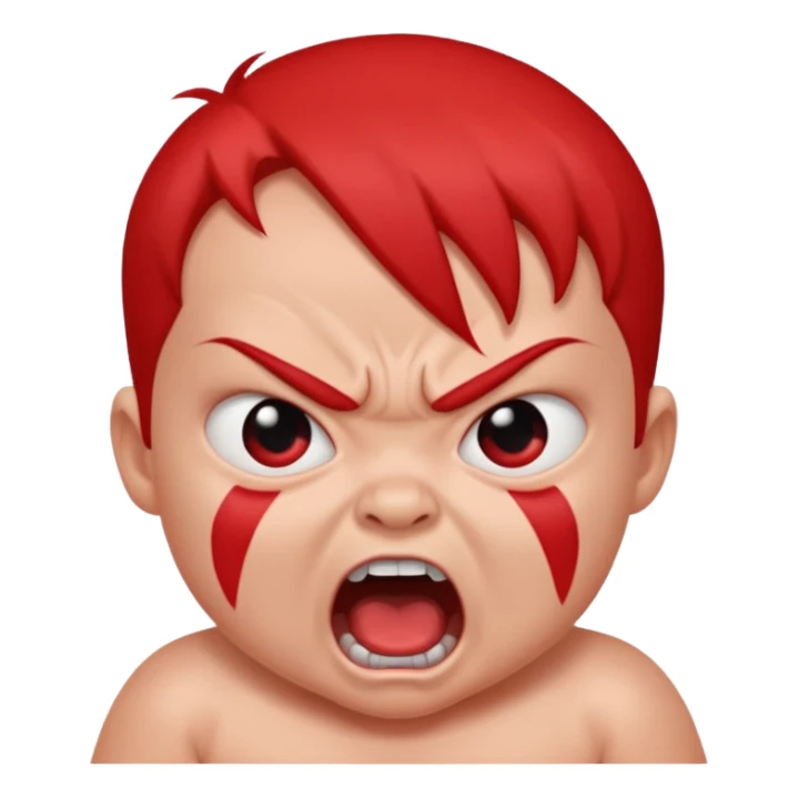 a baby all red red angry face  sticker
