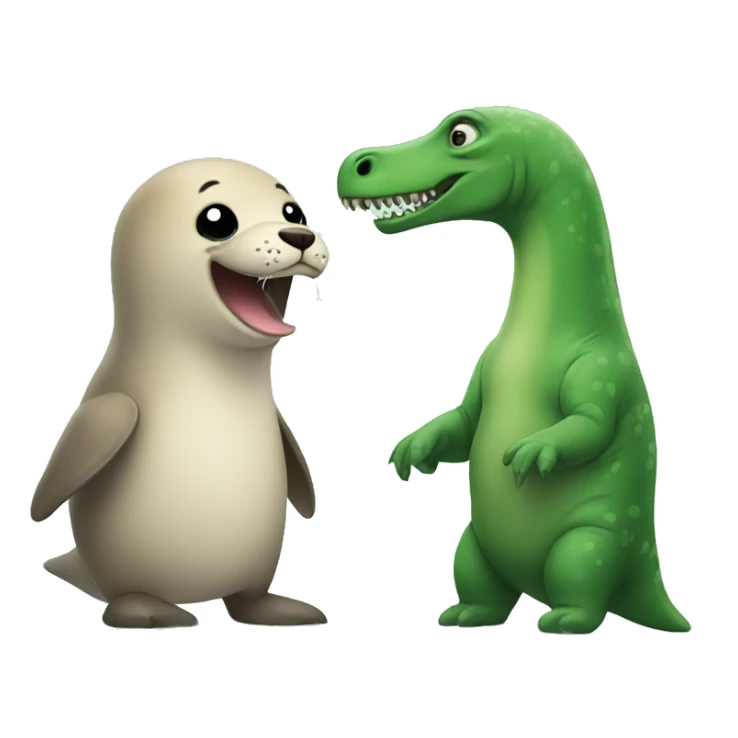 A seal and a dinosaur being best friends sticker