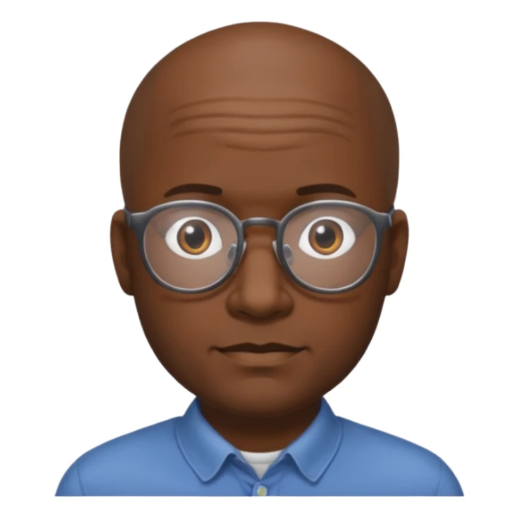 Balding black man with glasses and hair around the sides sticker