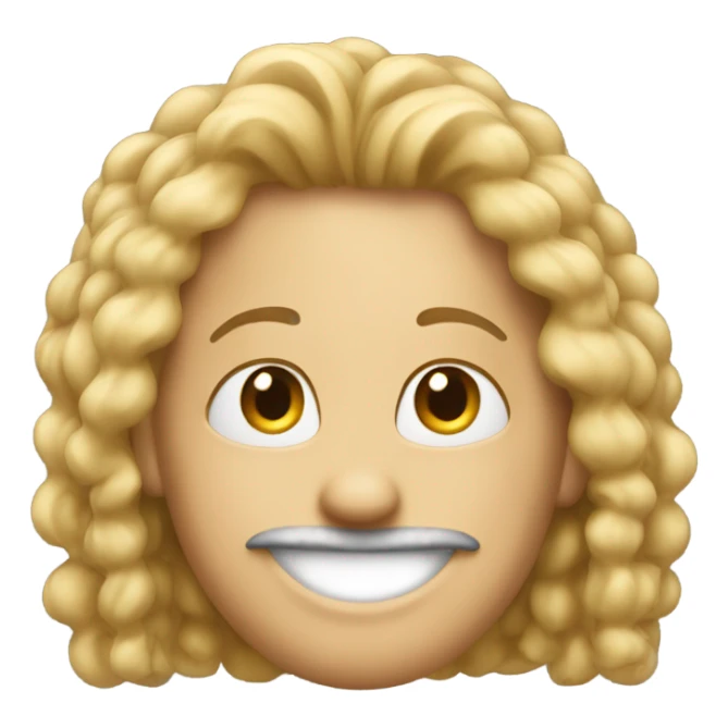 create a emoji smile face with hairs, nose and ear sticker